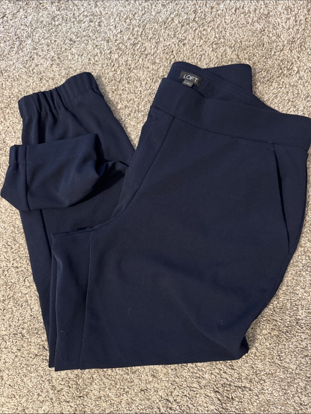LOFT Navy Elastic Waist Jogger dress Pants